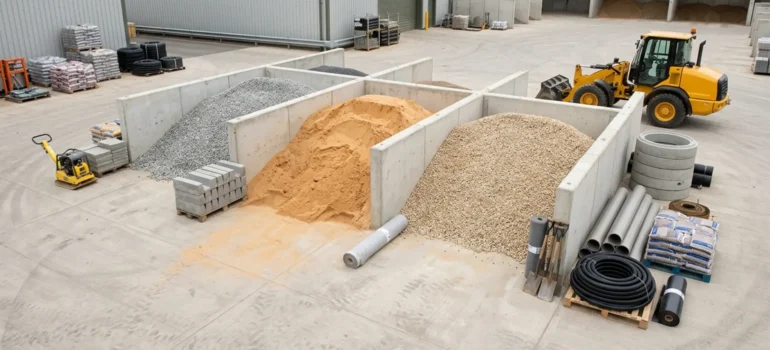 Clean aggregate bays with loader.
